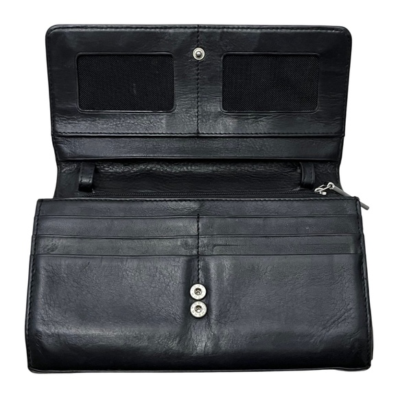 Hobo International Convertable Crossbody Wallet Bag Black Leather Organizer - Picture 6 of 12